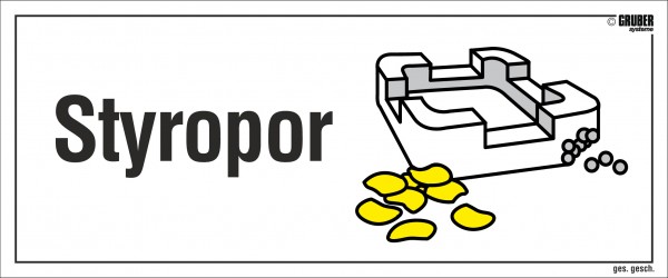 Aufkleber für Mülltrennung Styropor 
